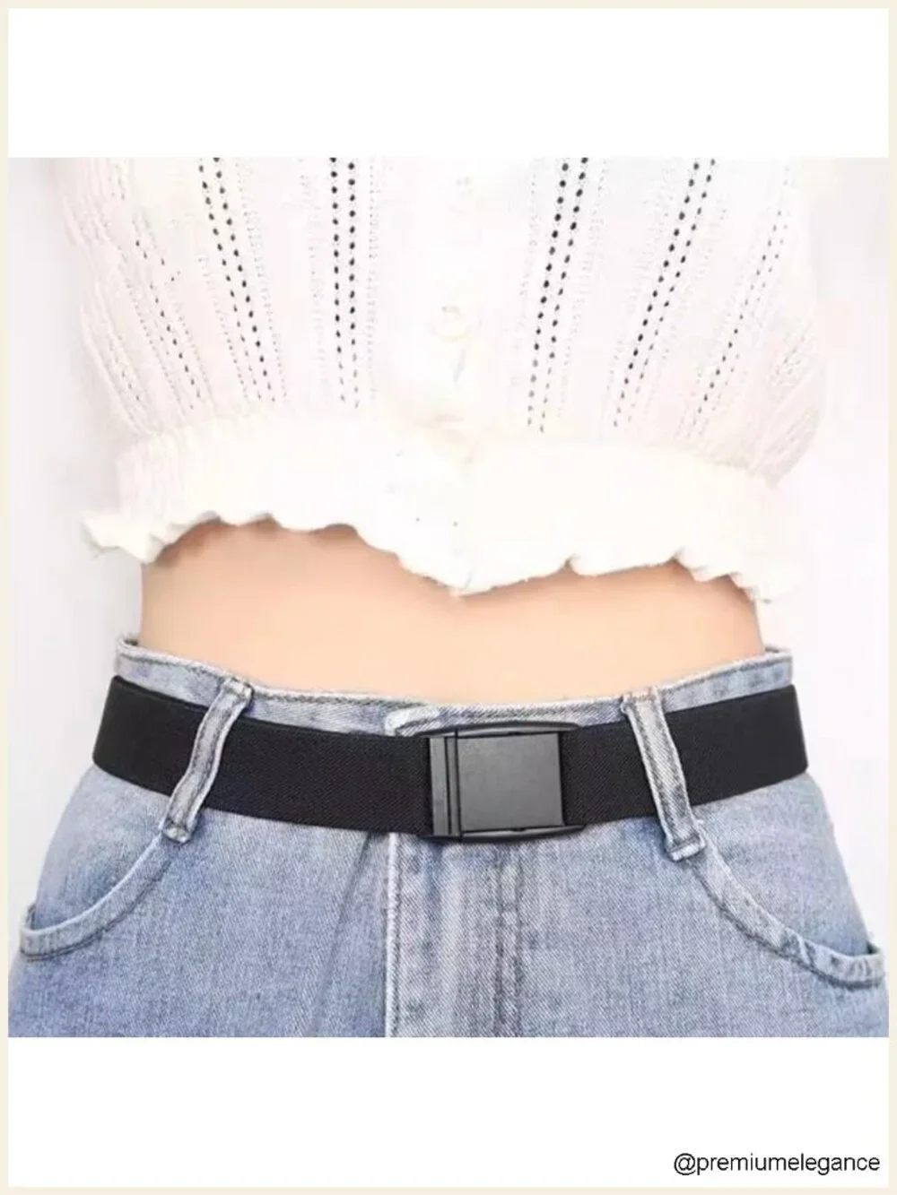 Elastic Invisible Belt Smooth PVC Buckle for Jeans